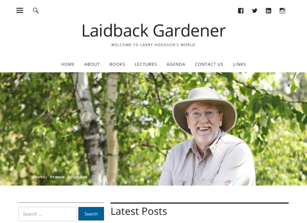 Top of page of the new Laidback Gardener web site.