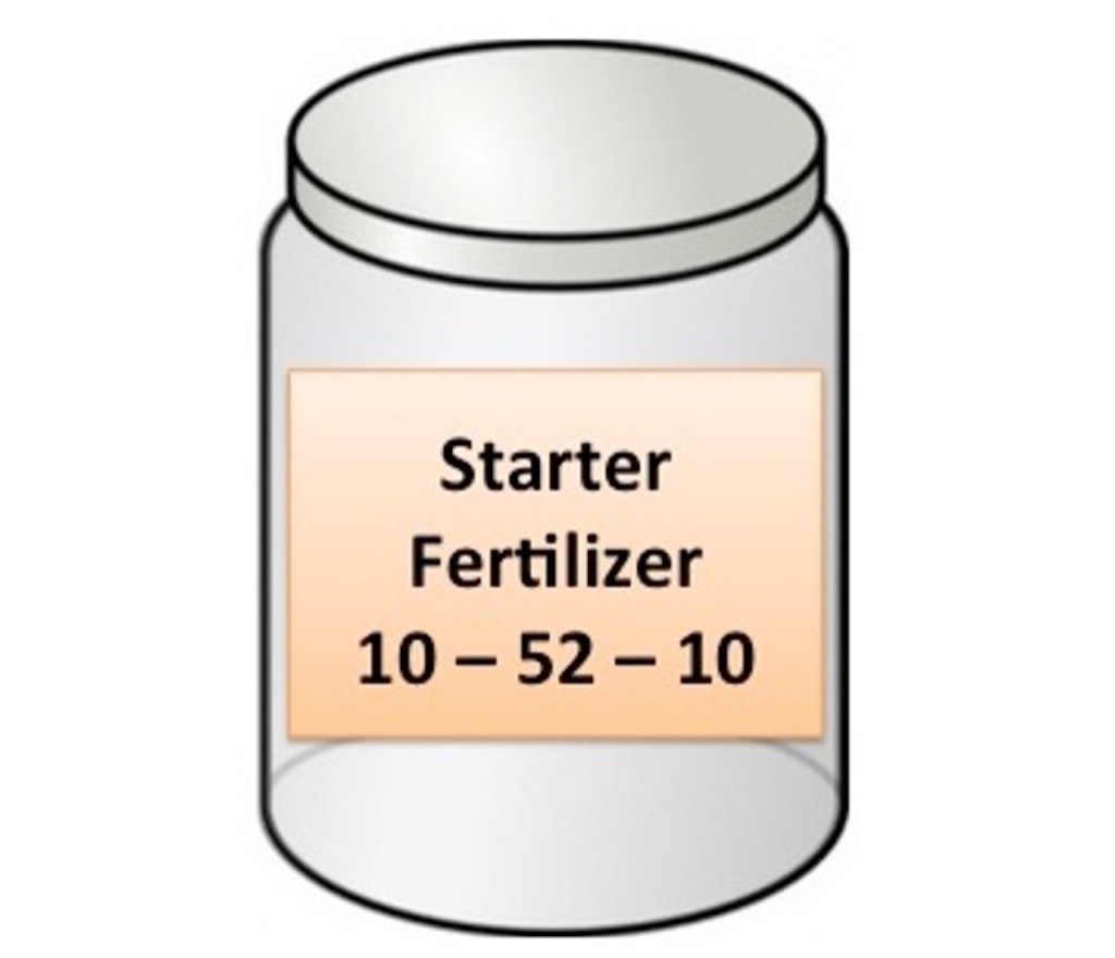 Bottle of starter fertilizer