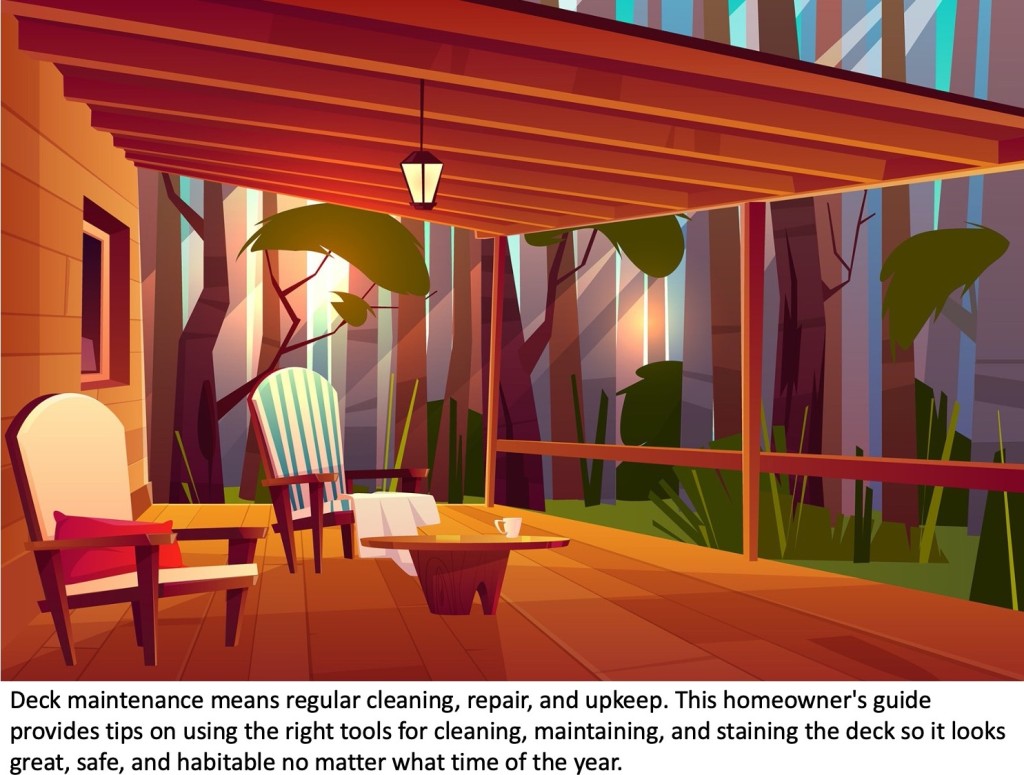 Deck with furniture.