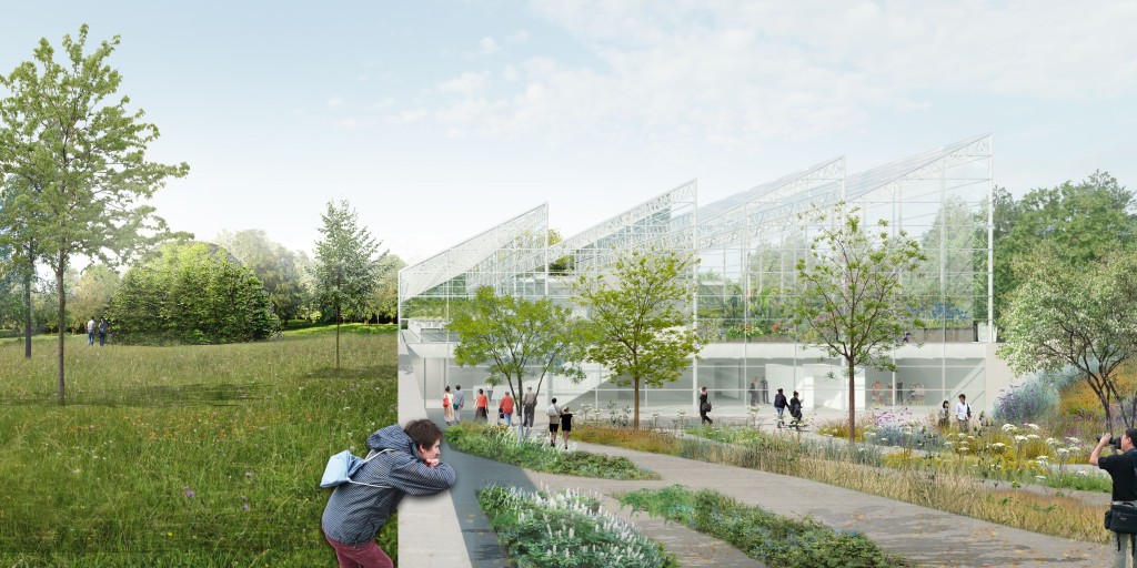 View of pollinator garden in front of the Montréal Insectarium.