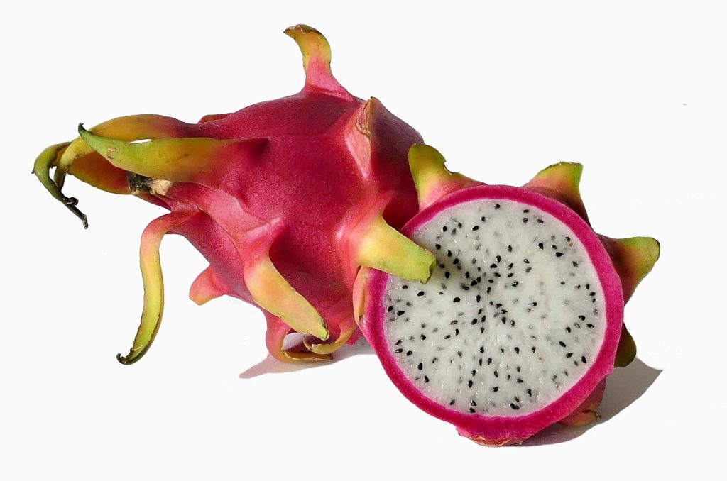 Dragon fruit cut in two